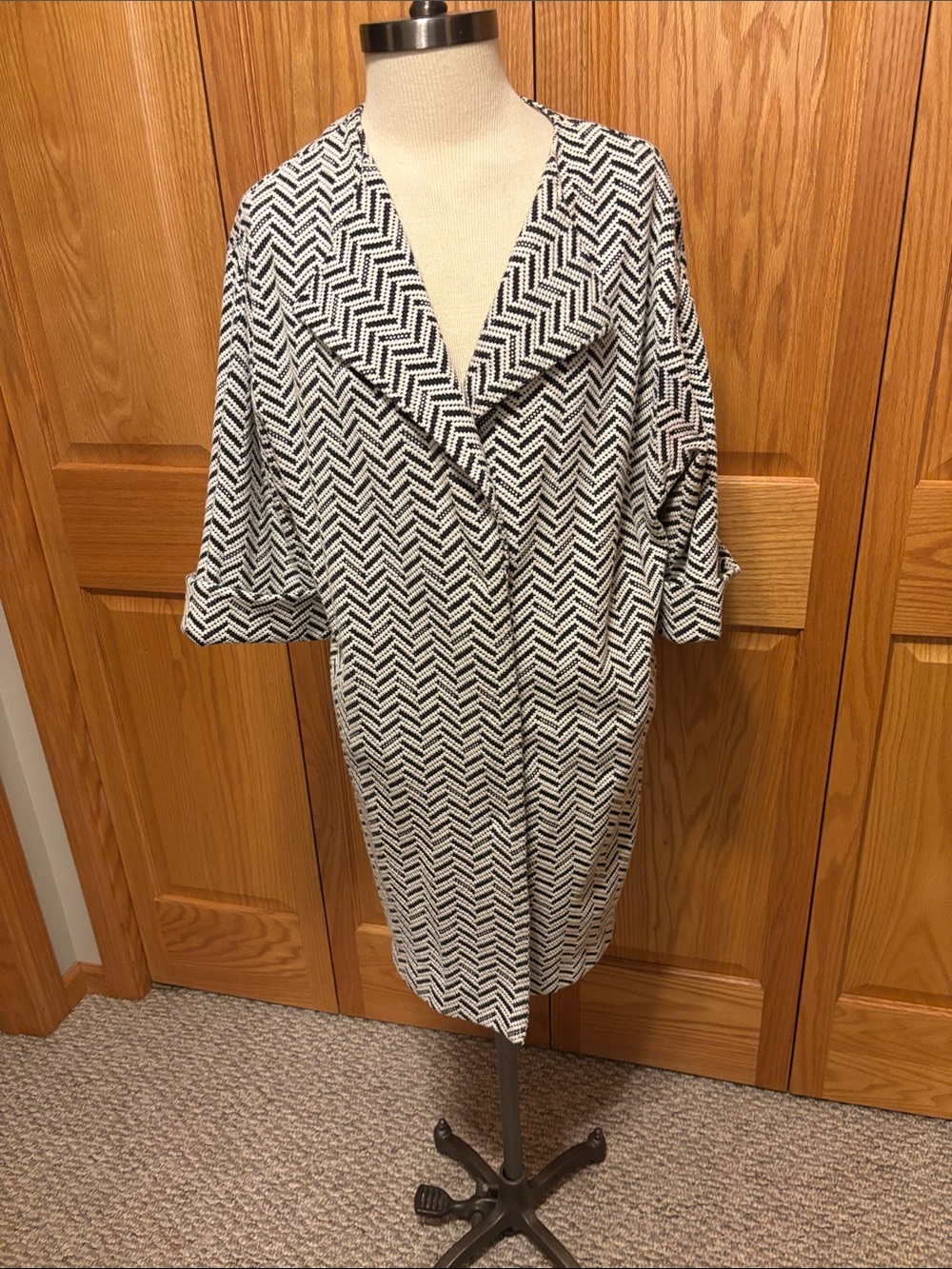 Chico's Black & White Chevron Jacket